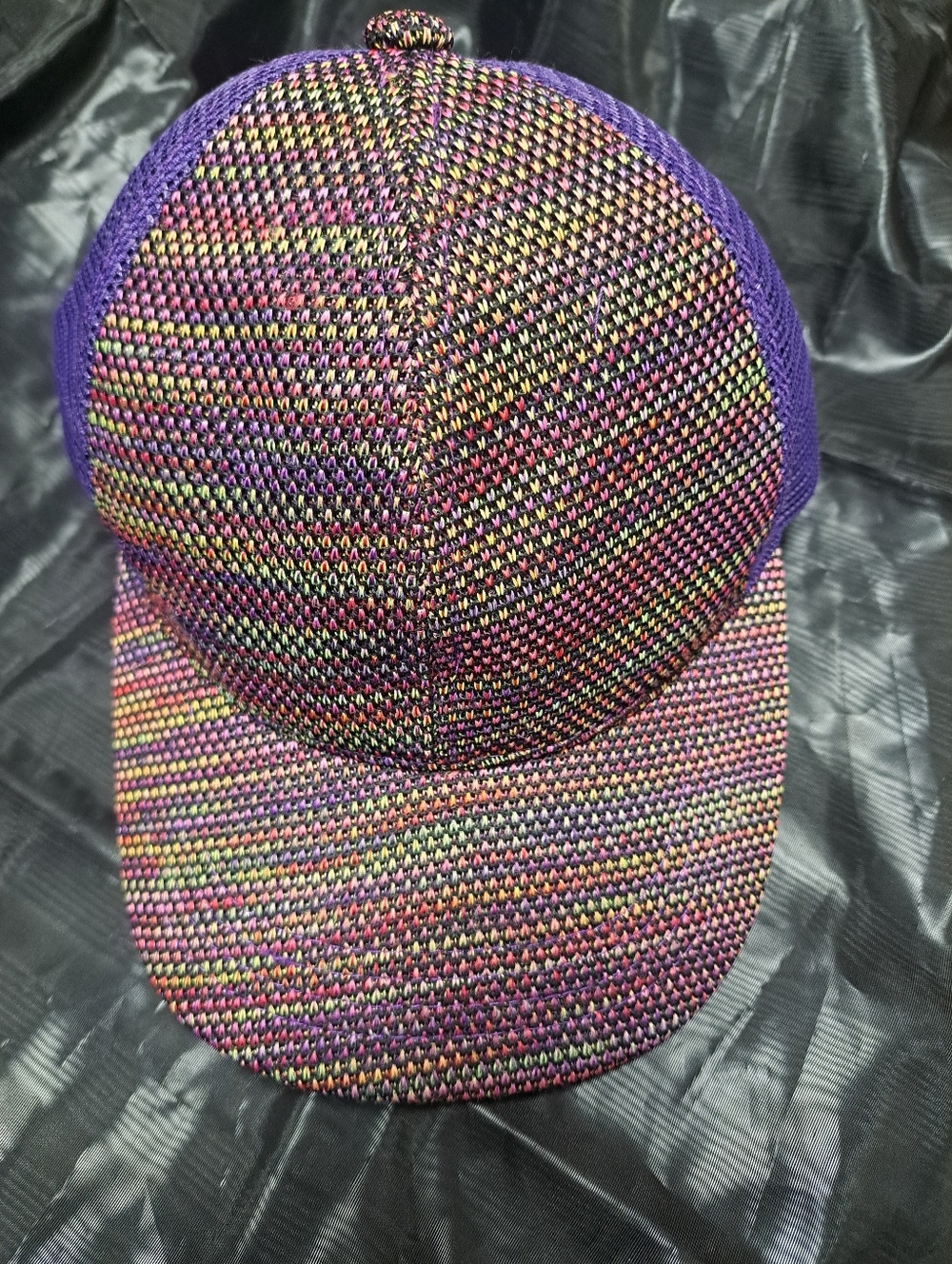 C.C Multicolor Woven Baseball Cap with Purple Accent